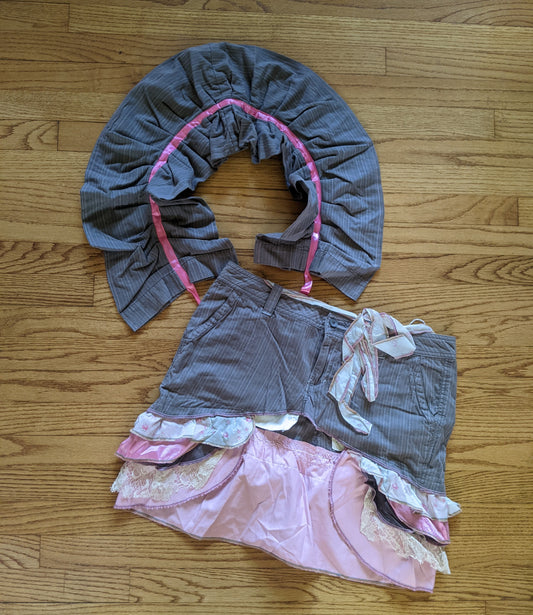 Matched Set - Grey Pinstriped Skirt/Shrug