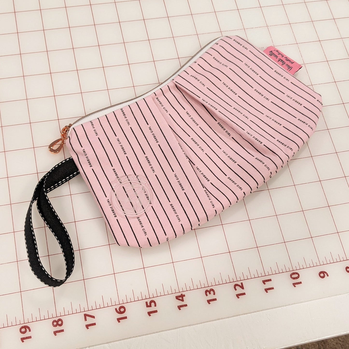Pleated Clutch/Wristlet (8") - BG Stripes Light Pink