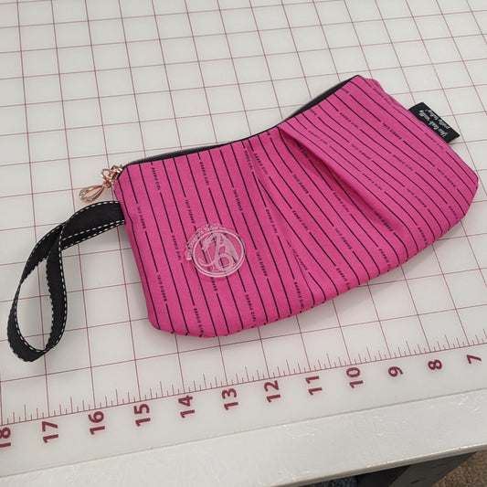 Pleated Clutch/Wristlet (8") - BG Stripes Hot Pink