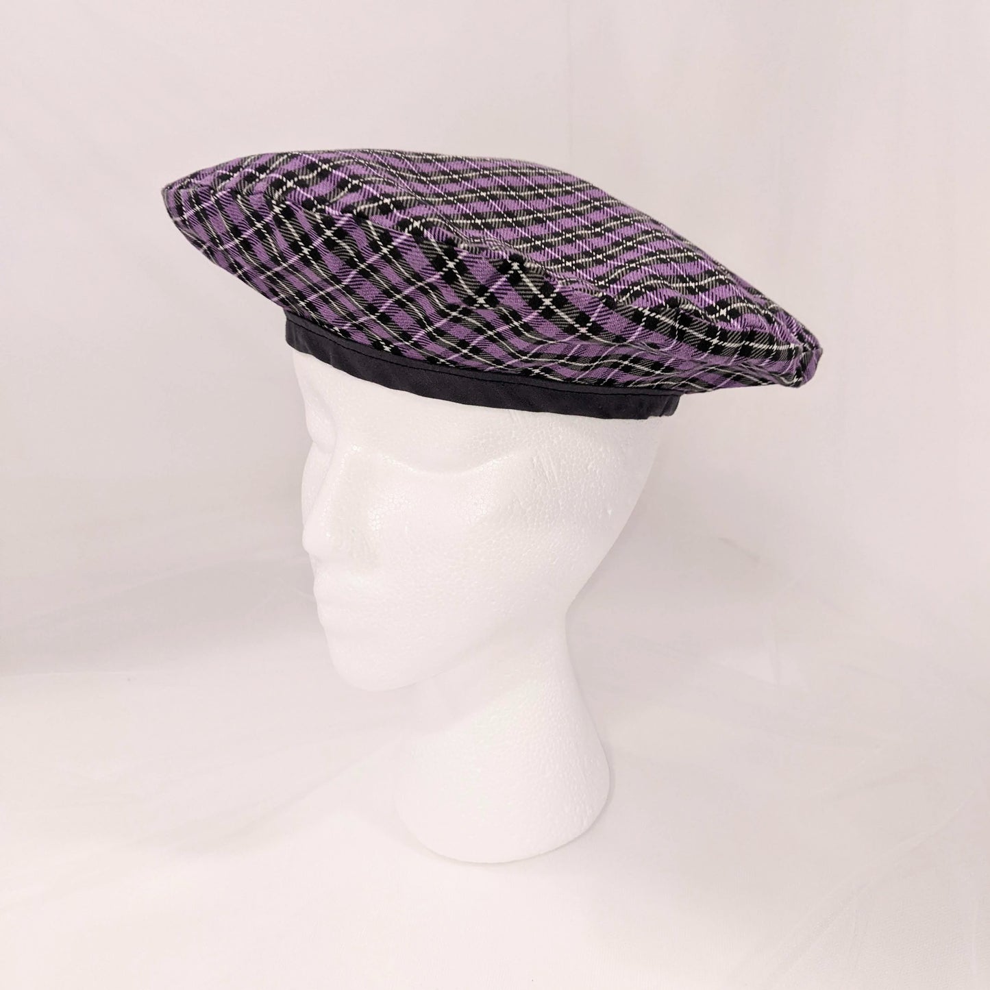 Reversible Bats/Purple Plaid Beret