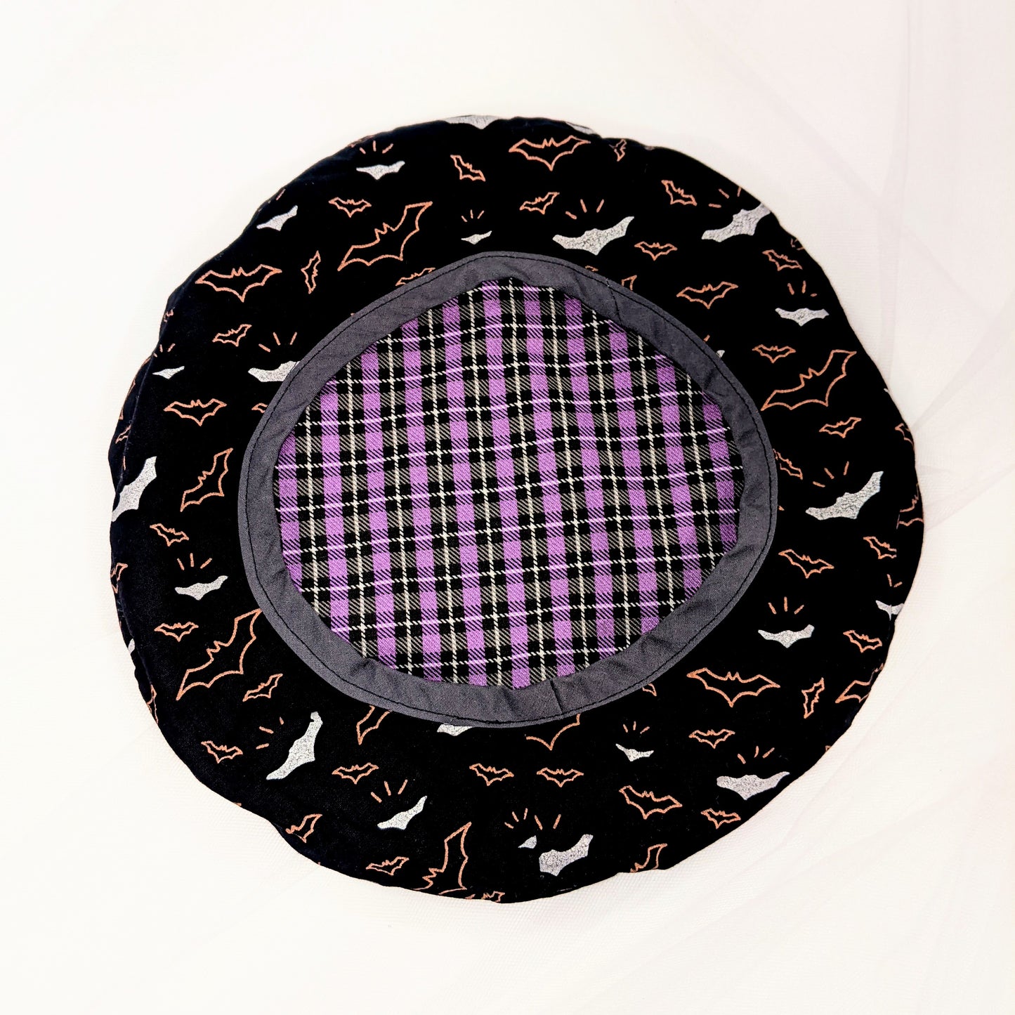 Reversible Bats/Purple Plaid Beret