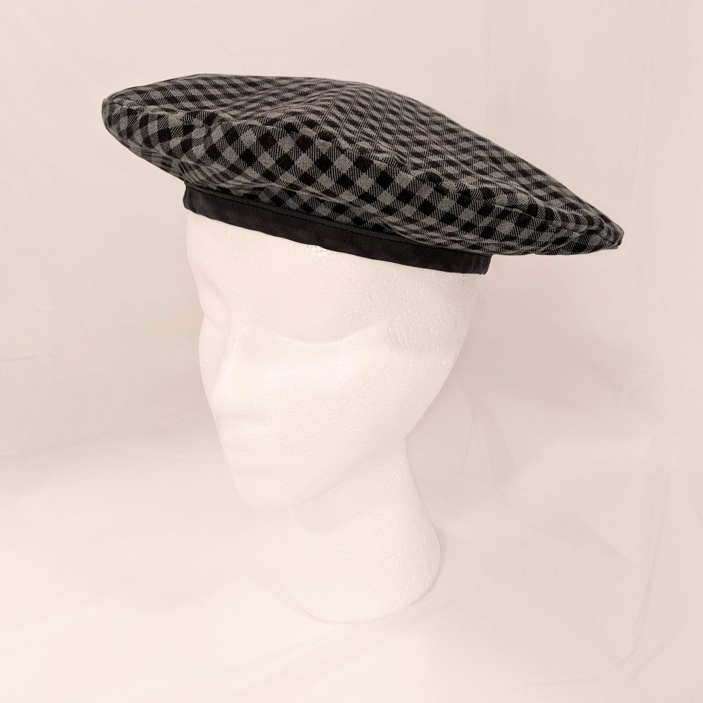 Reversible Grey Plaid/Orange Plaid Beret