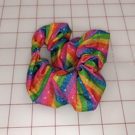 Scrunchie - Glitter Rainbow Stripe