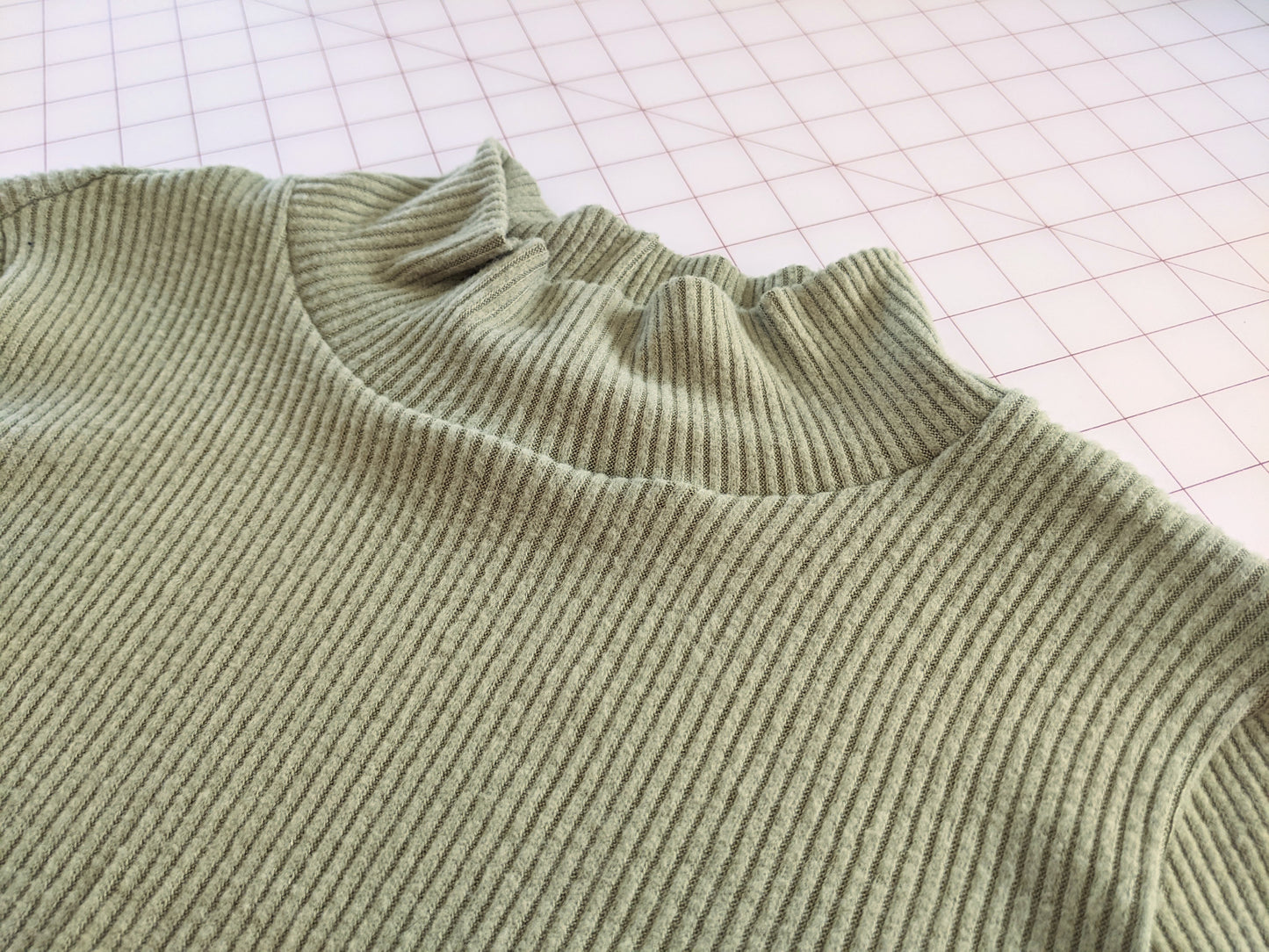 Green Rib Knit Mock Turtleneck